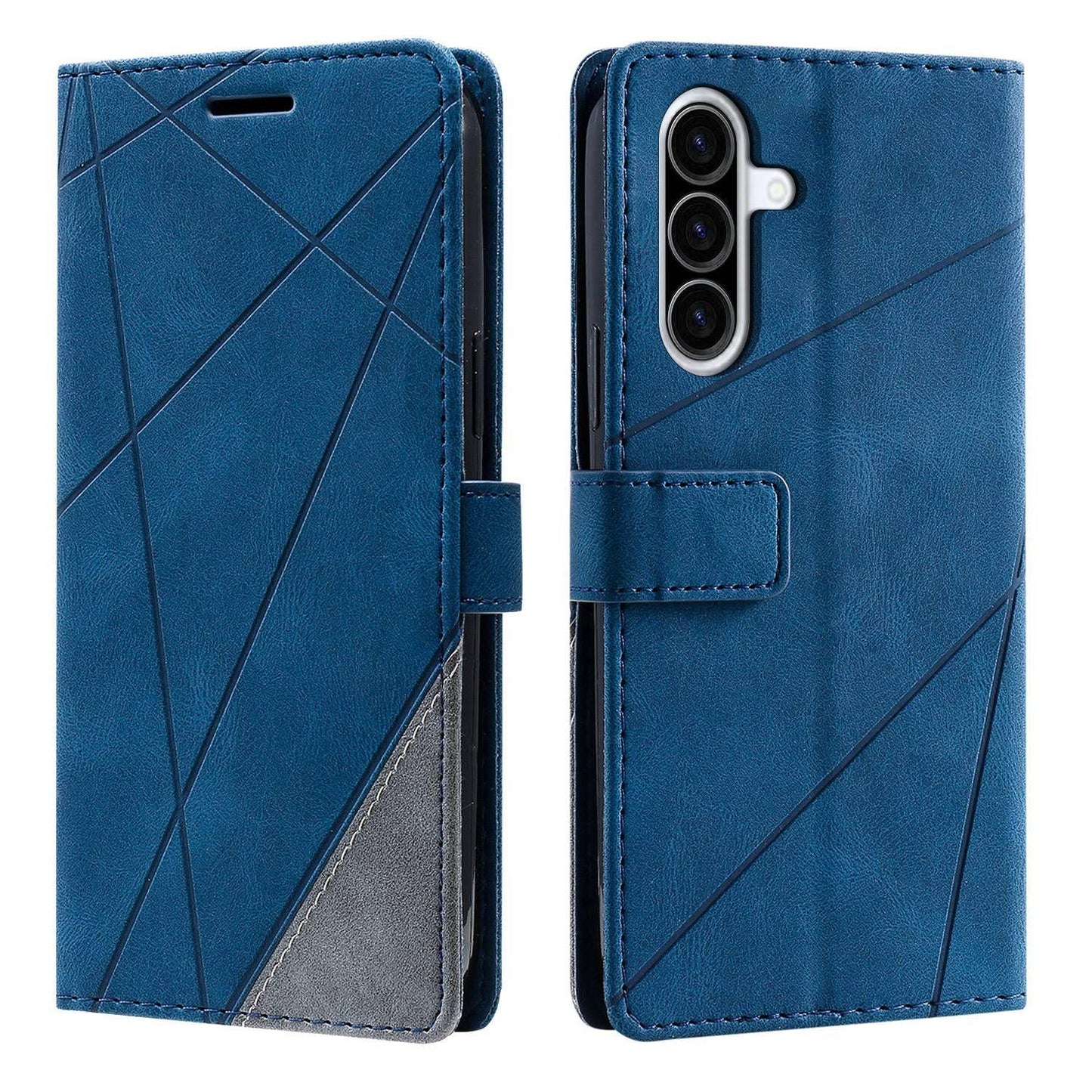 For Galaxy A57 5G Skin Feel Splicing Leather Phone Case(Blue)