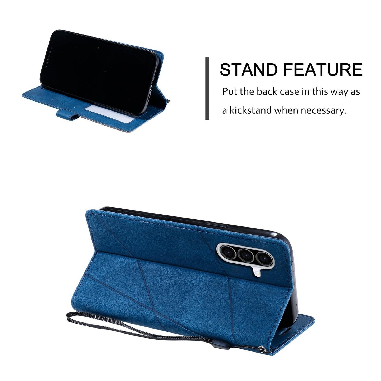 For Galaxy A57 5G Skin Feel Splicing Leather Phone Case(Blue)