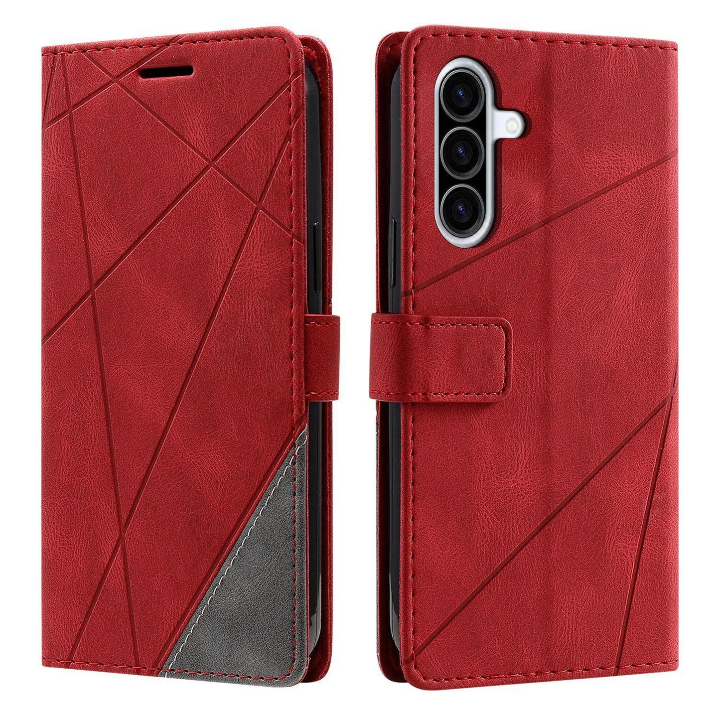 For Galaxy A57 5G Skin Feel Splicing Leather Phone Case(Red)