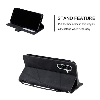 For Galaxy A57 5G Skin Feel Splicing Leather Phone Case(Black)