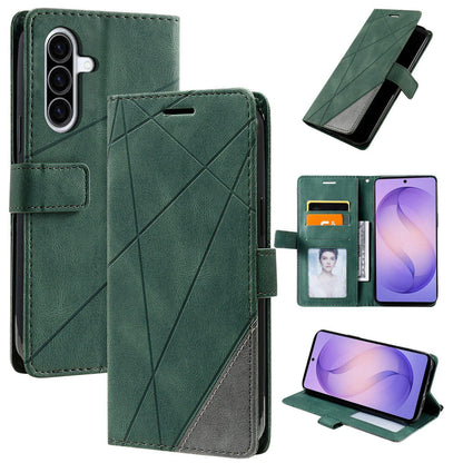 For Galaxy A57 5G Skin Feel Splicing Leather Phone Case(Green)