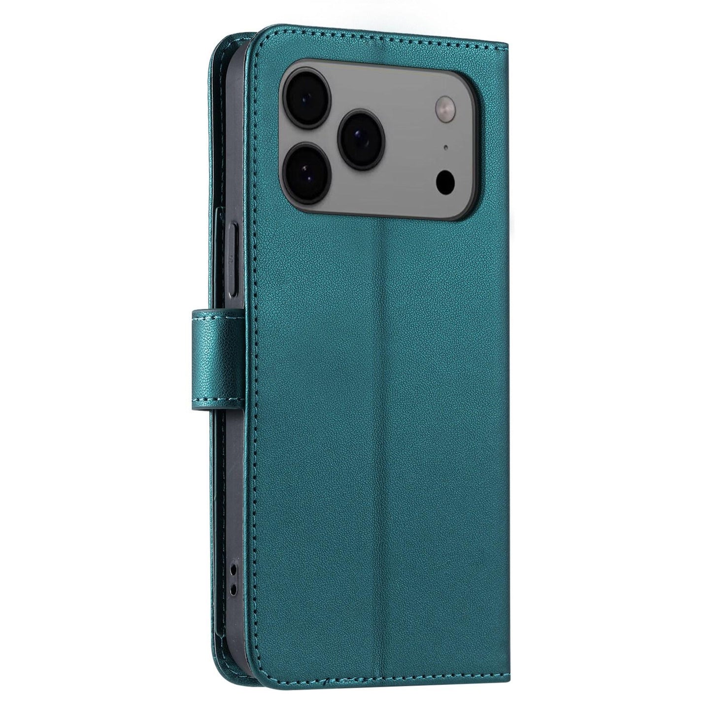For iPhone 17 Pro Max Ring Buckle Rhombic Leather Phone Case(Green)