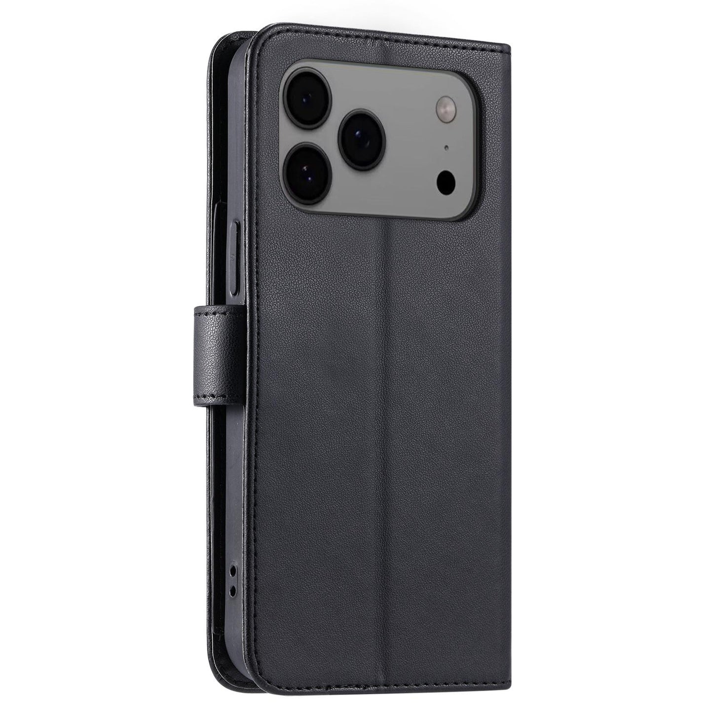 For iPhone 17 Pro Max Ring Buckle Rhombic Leather Phone Case(Black)