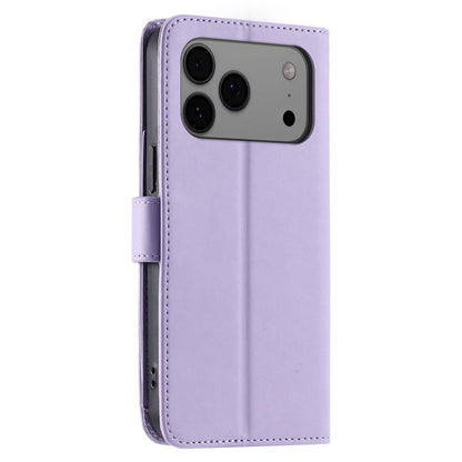 For iPhone 17 Pro Max Ring Buckle Rhombic Leather Phone Case(Purple)