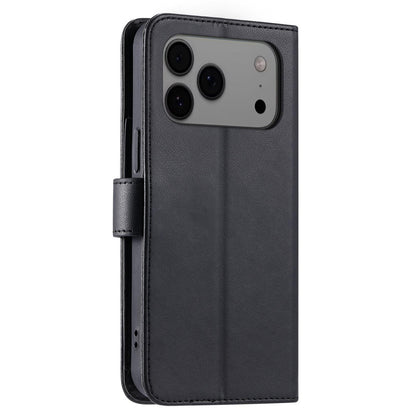 For iPhone 18 Pro Max Ring Buckle Rhombic Leather Phone Case(Black)