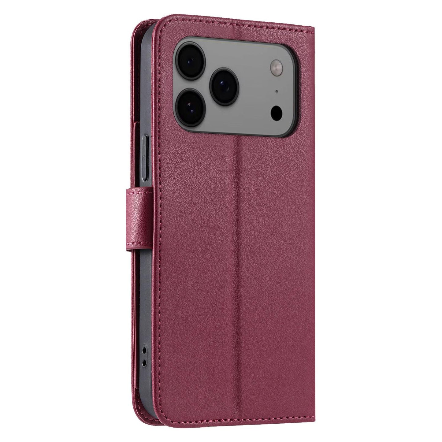 For iPhone 18 Pro Ring Buckle Rhombic Leather Phone Case(Red)