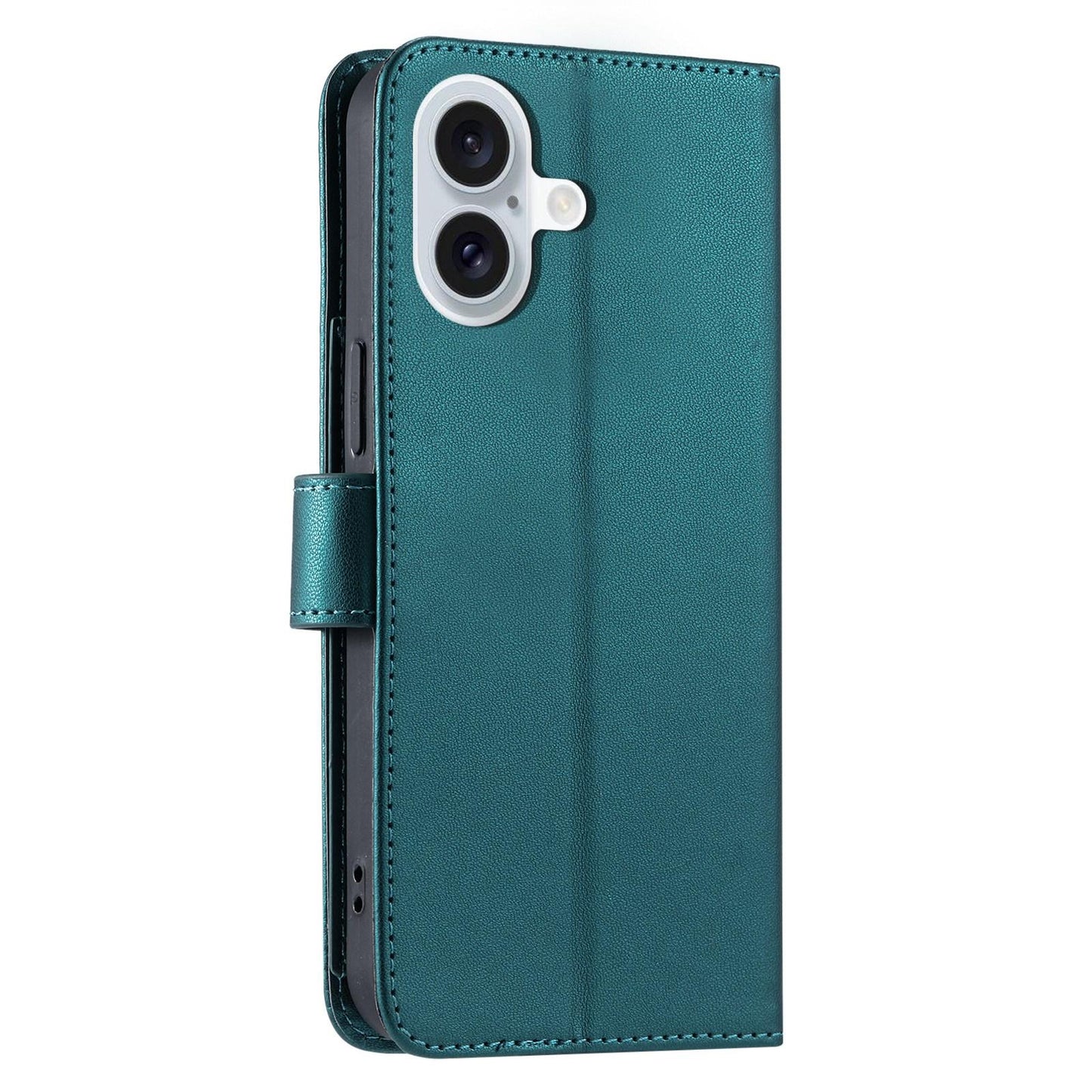 For iPhone 17 Ring Buckle Rhombic Leather Phone Case(Green)