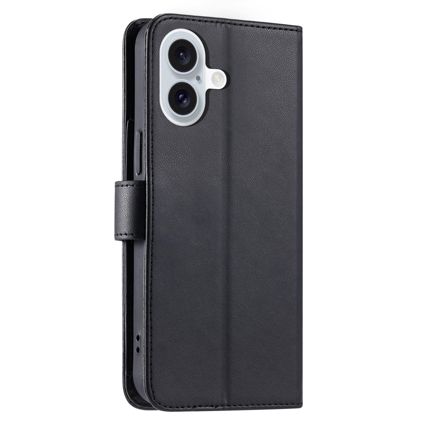 For iPhone 17 Ring Buckle Rhombic Leather Phone Case(Black)