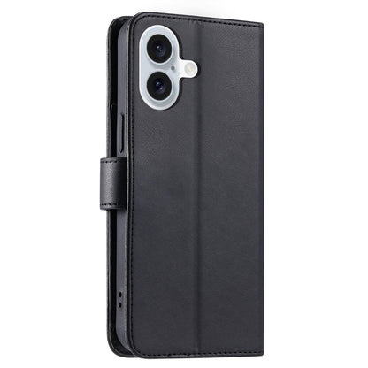 For iPhone 17 Ring Buckle Rhombic Leather Phone Case(Black)