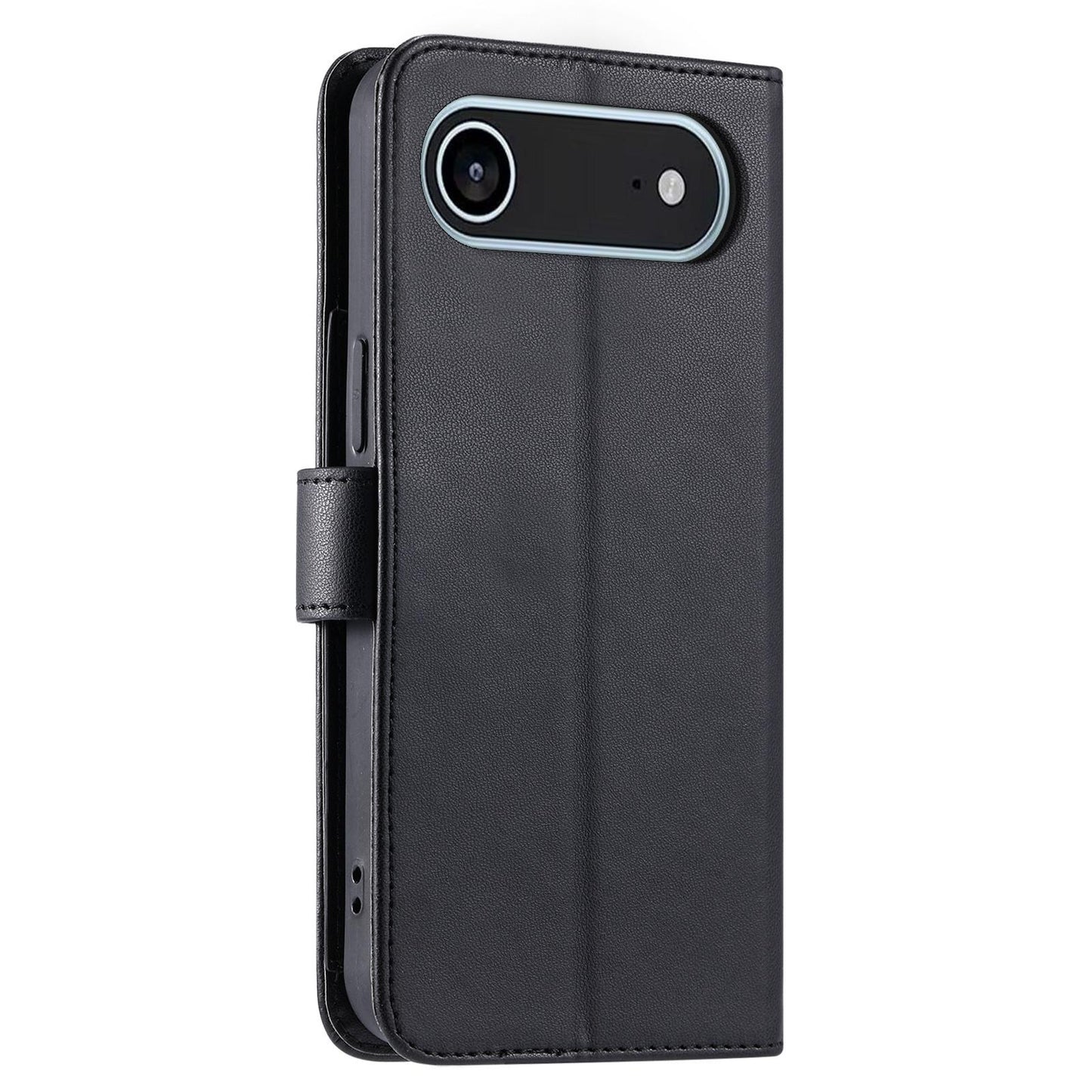 For iPhone Air Ring Buckle Rhombic Leather Phone Case(Black)
