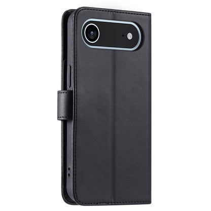For iPhone Air Ring Buckle Rhombic Leather Phone Case(Black)