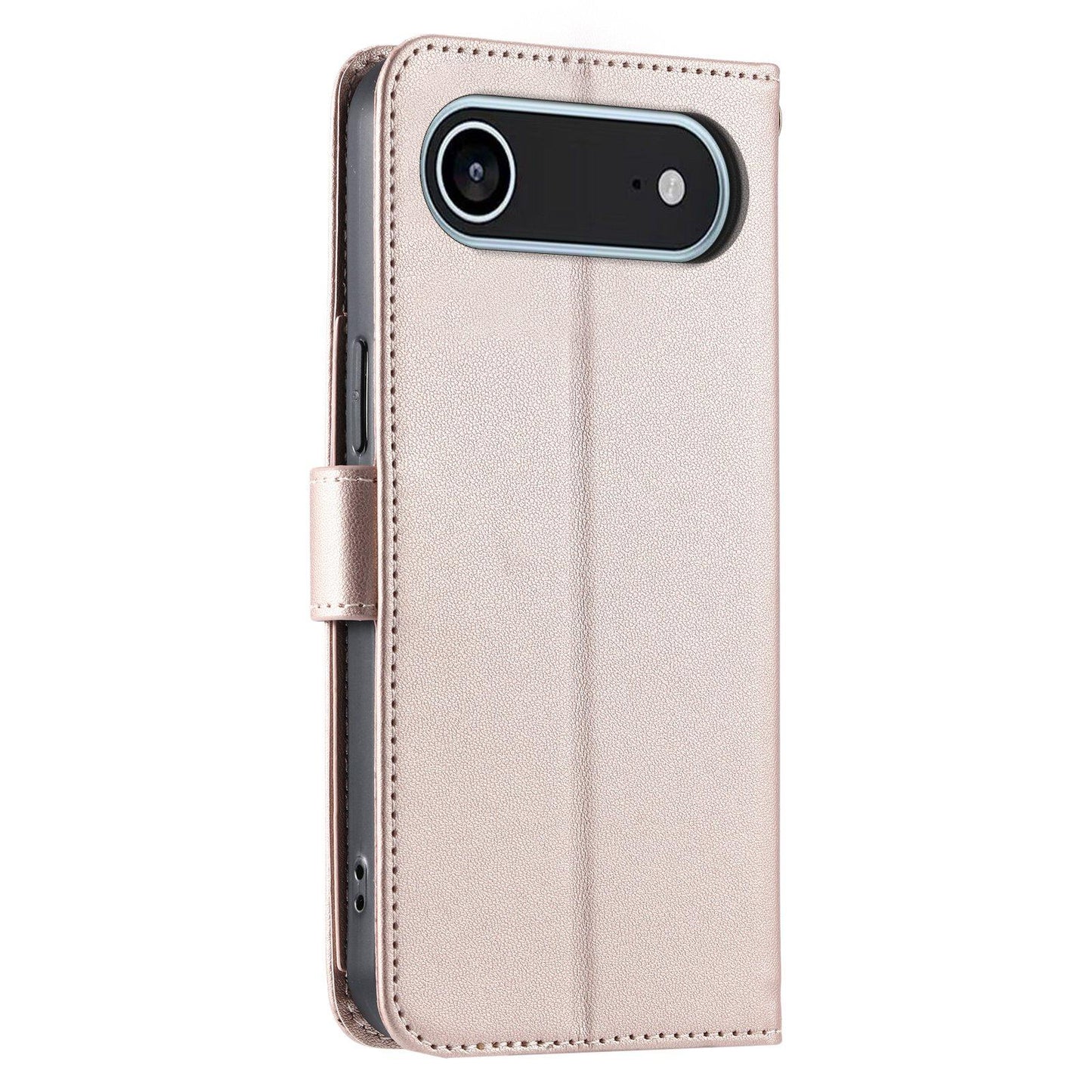 For iPhone Air Ring Buckle Rhombic Leather Phone Case(Rose Gold)