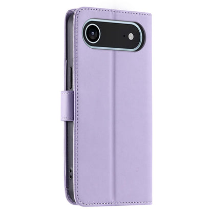 For iPhone Air Ring Buckle Rhombic Leather Phone Case(Purple)