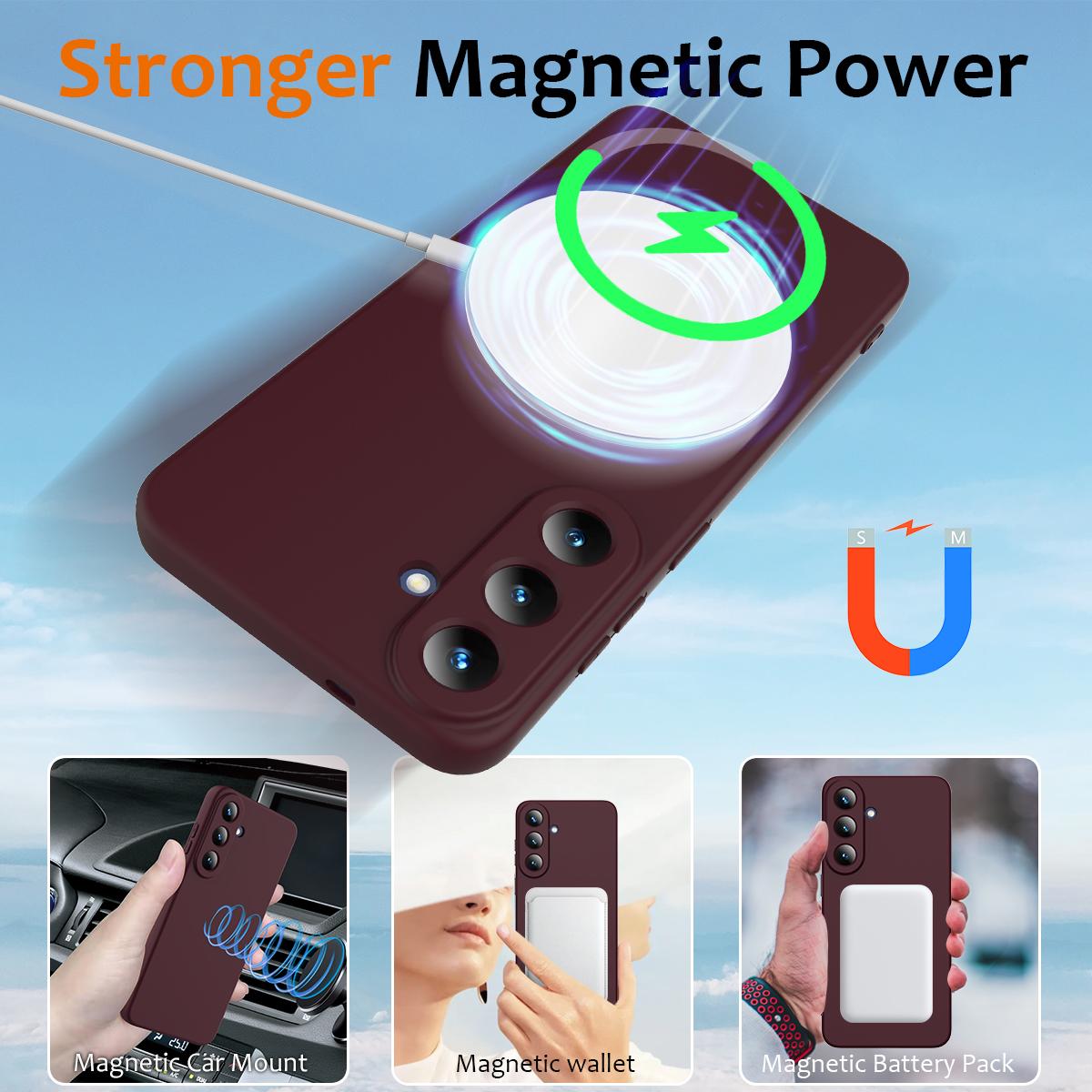 For Galaxy S26 FE 5G Shockproof Silicone Magsafe Phone Case - Plum Color - EDA007331614C