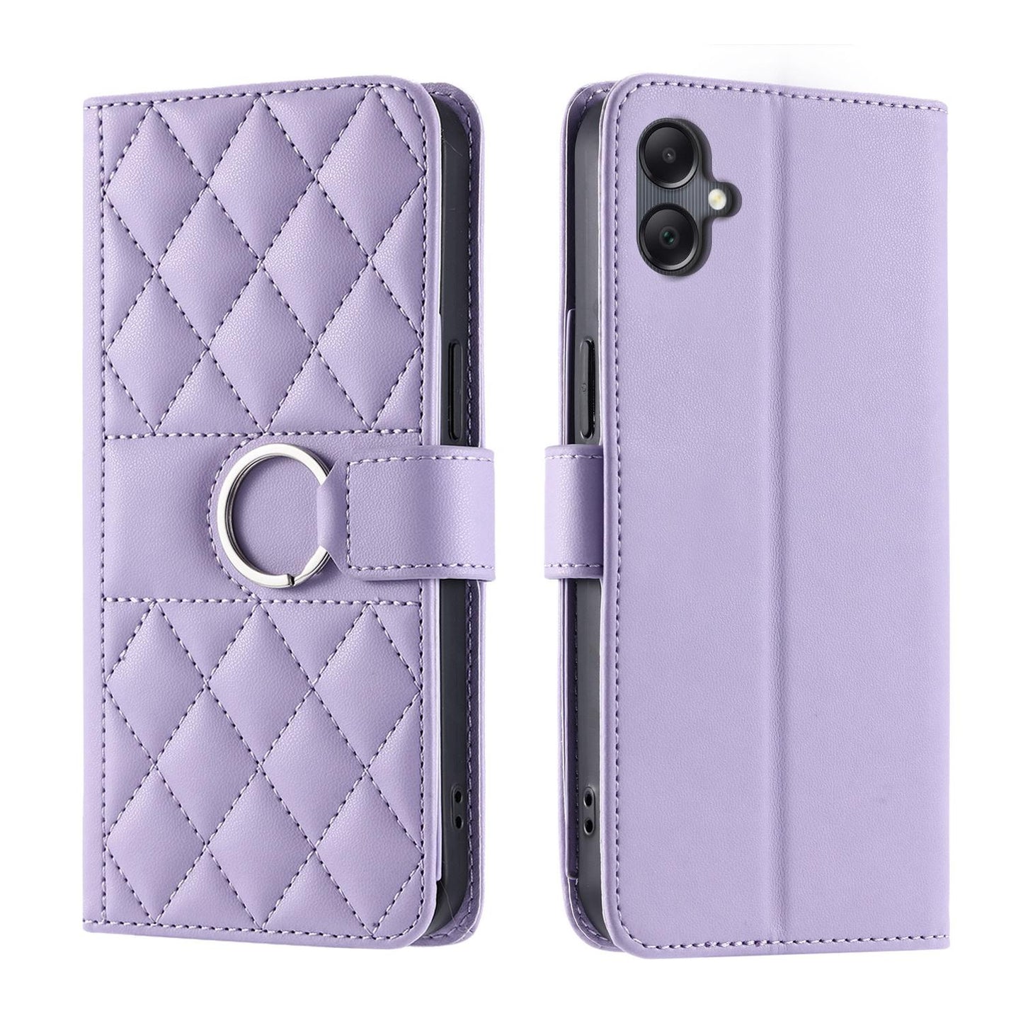 For Galaxy A08 / A07 4G / 5G Ring Buckle Rhombic Leather Phone Case(Purple)