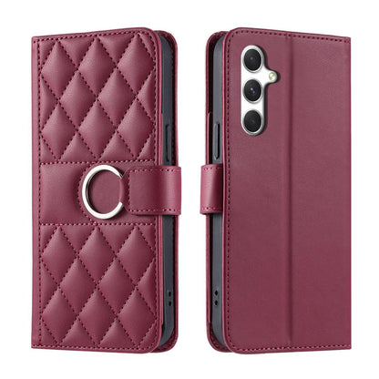 For Galaxy A18 / A17 4G / 5G Ring Buckle Rhombic Leather Phone Case(Red)