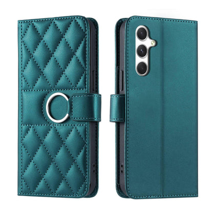 For Galaxy A18 / A17 4G / 5G Ring Buckle Rhombic Leather Phone Case(Green)