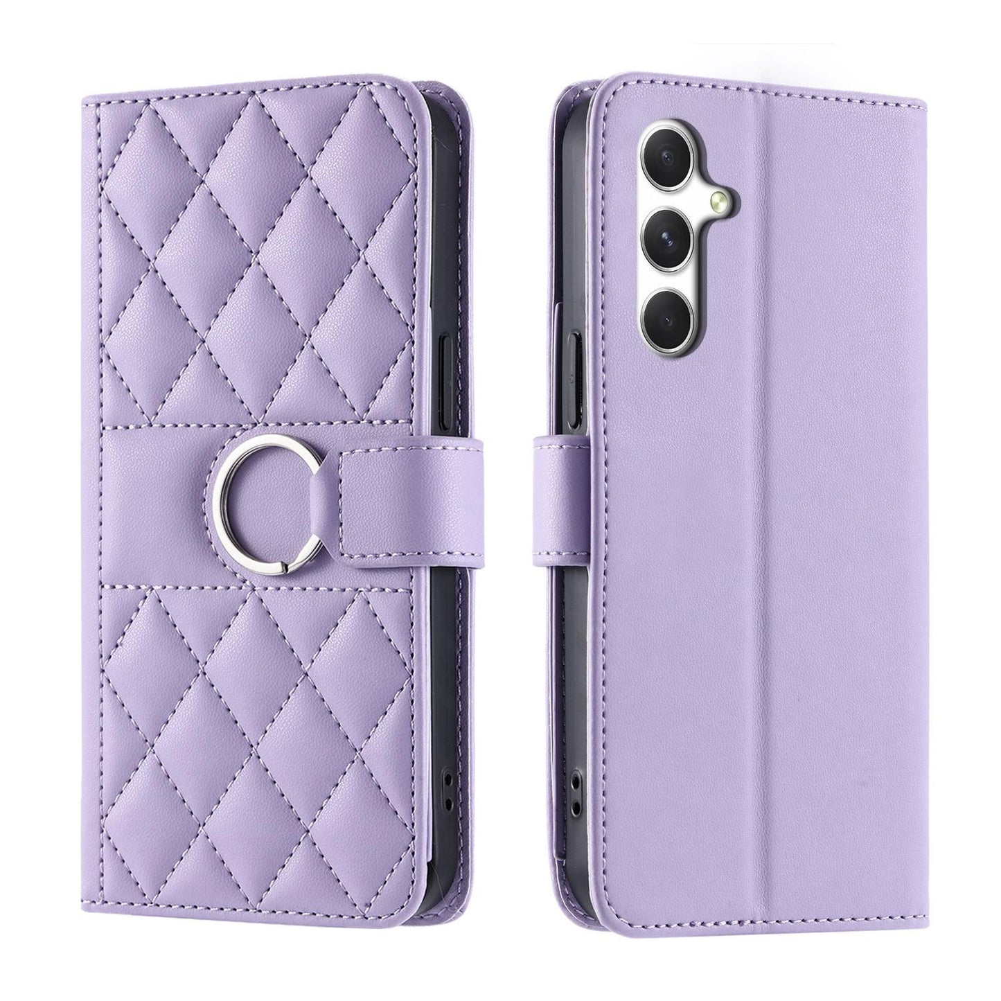 For Galaxy A18 / A17 4G / 5G Ring Buckle Rhombic Leather Phone Case(Purple)
