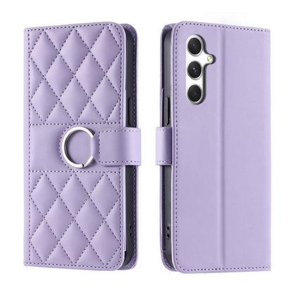 For Galaxy A18 / A17 4G / 5G Ring Buckle Rhombic Leather Phone Case(Purple)