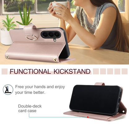For Galaxy A27 5G Ring Buckle Rhombic Leather Phone Case(Rose Gold)