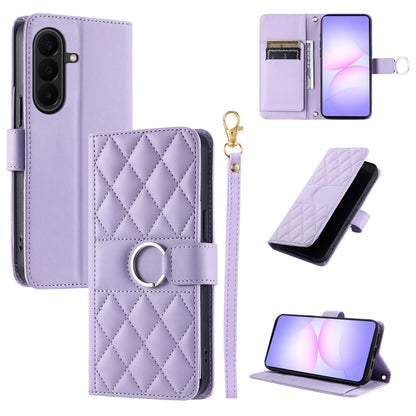 For Galaxy A27 5G Ring Buckle Rhombic Leather Phone Case(Purple)