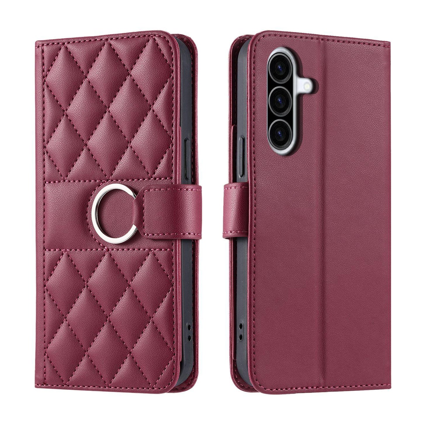 For Galaxy A37 5G Ring Buckle Rhombic Leather Phone Case(Red)