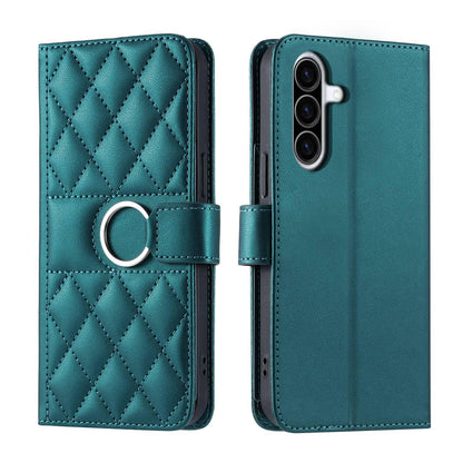 For Galaxy A37 5G Ring Buckle Rhombic Leather Phone Case(Green)