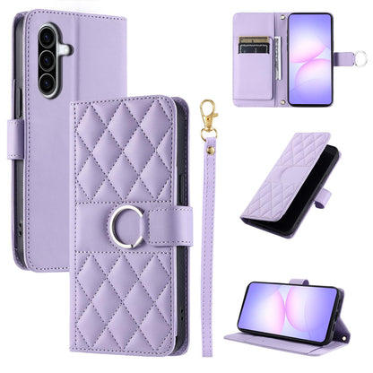 For Galaxy A37 5G Ring Buckle Rhombic Leather Phone Case(Purple)