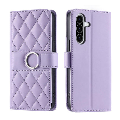 For Galaxy A37 5G Ring Buckle Rhombic Leather Phone Case(Purple)