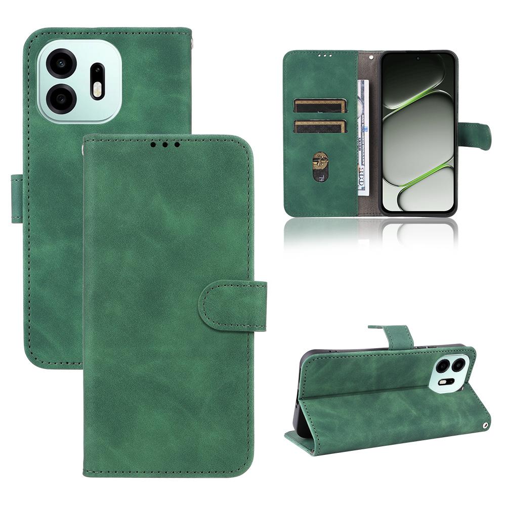 For OnePlus N6 4G Skin Feel Magnetic Flip Leather Phone Case(Green)