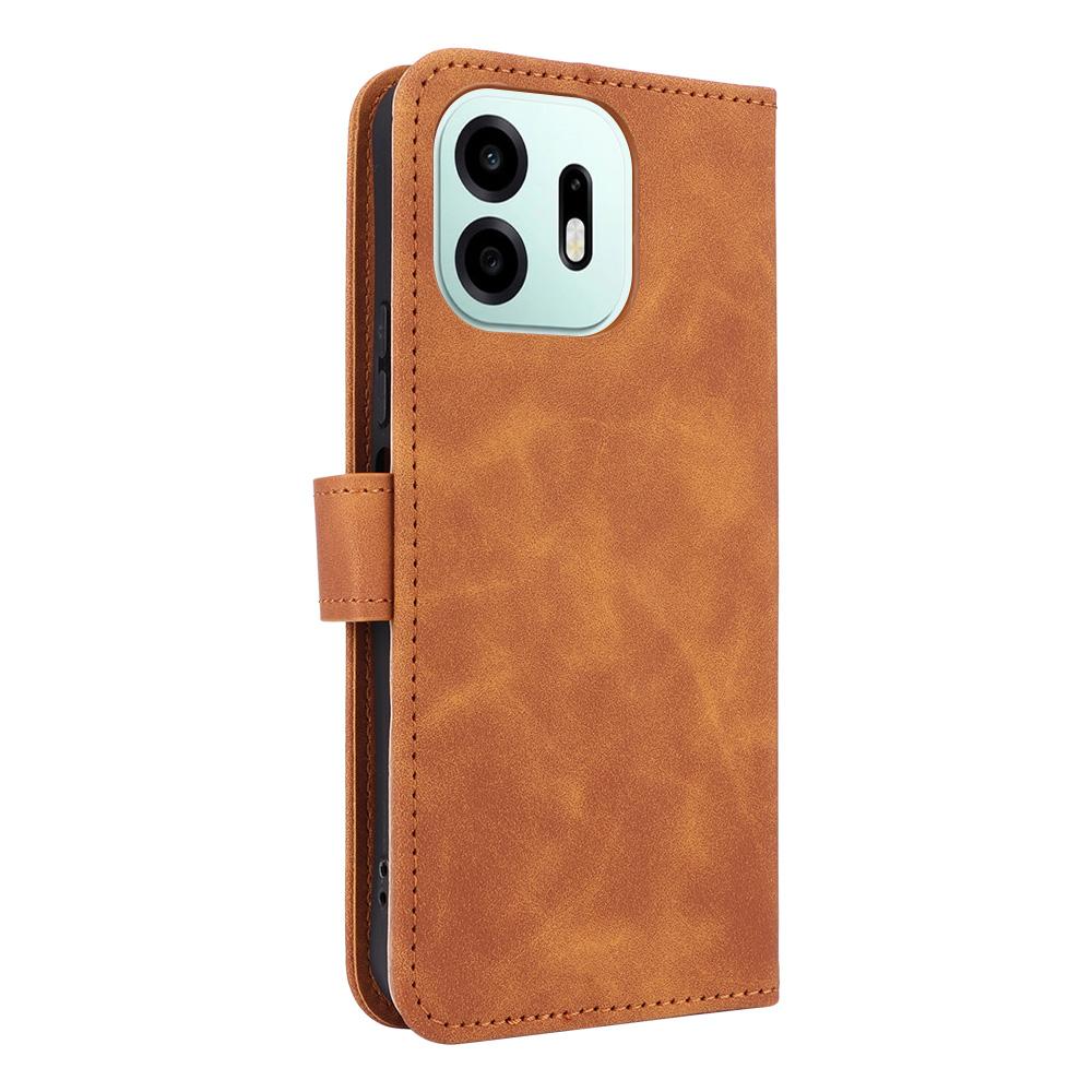 For OnePlus N6 4G Skin Feel Magnetic Flip Leather Phone Case(Brown)