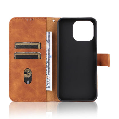 For OnePlus N6 4G Skin Feel Magnetic Flip Leather Phone Case(Brown)