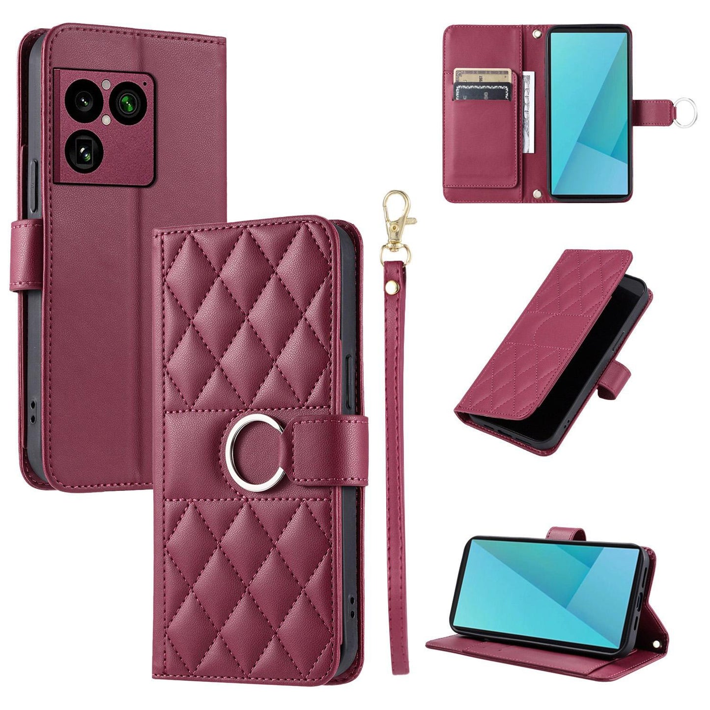 For Sony Xperia 1 VIII Ring Buckle Rhombic Leather Phone Case(Red)
