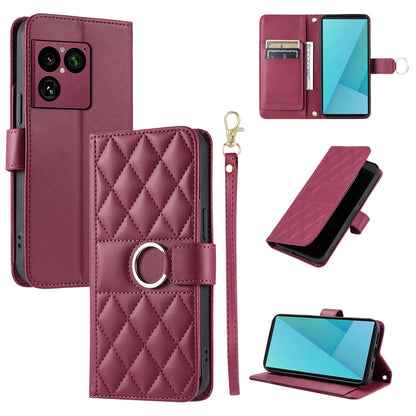 For Sony Xperia 1 VIII Ring Buckle Rhombic Leather Phone Case(Red)