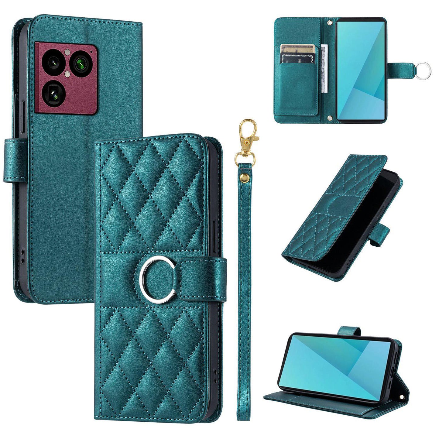 For Sony Xperia 1 VIII Ring Buckle Rhombic Leather Phone Case(Green)