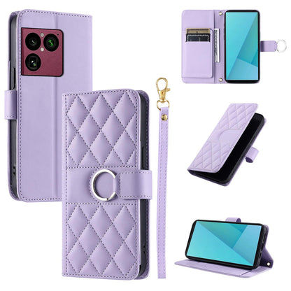 For Sony Xperia 1 VIII Ring Buckle Rhombic Leather Phone Case(Purple)