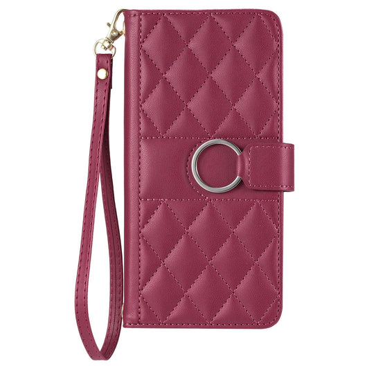 For Sony Xperia 10 VII Ring Buckle Rhombic Leather Phone Case(Red)