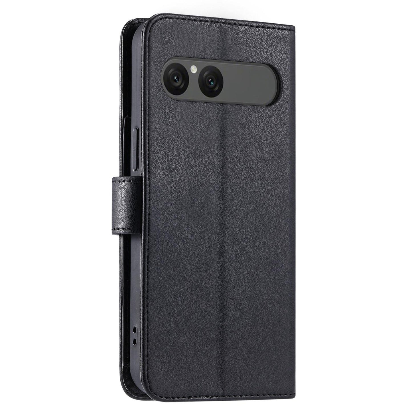 For Sony Xperia 10 VII Ring Buckle Rhombic Leather Phone Case(Black)