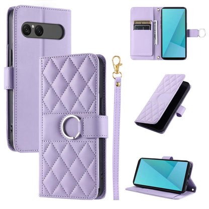 For Sony Xperia 10 VII Ring Buckle Rhombic Leather Phone Case(Purple)