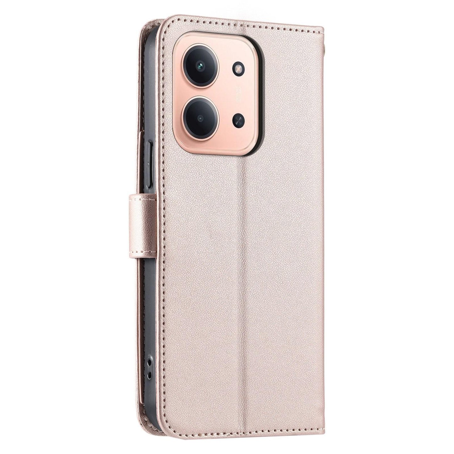 For Redmi 15C 5G / 4G Global 171mm Ring Buckle Rhombic Leather Phone Case(Rose Gold)