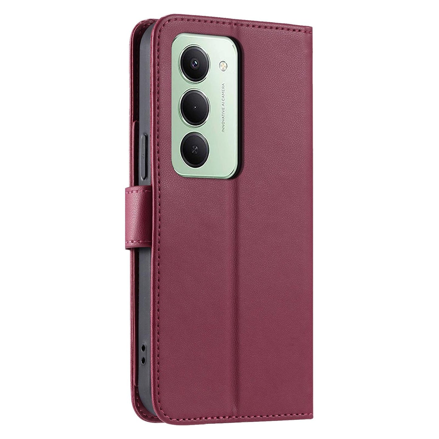 For Redmi 15 5G Global / 15 4G SEA 169.5mm Ring Buckle Rhombic Leather Phone Case(Red)