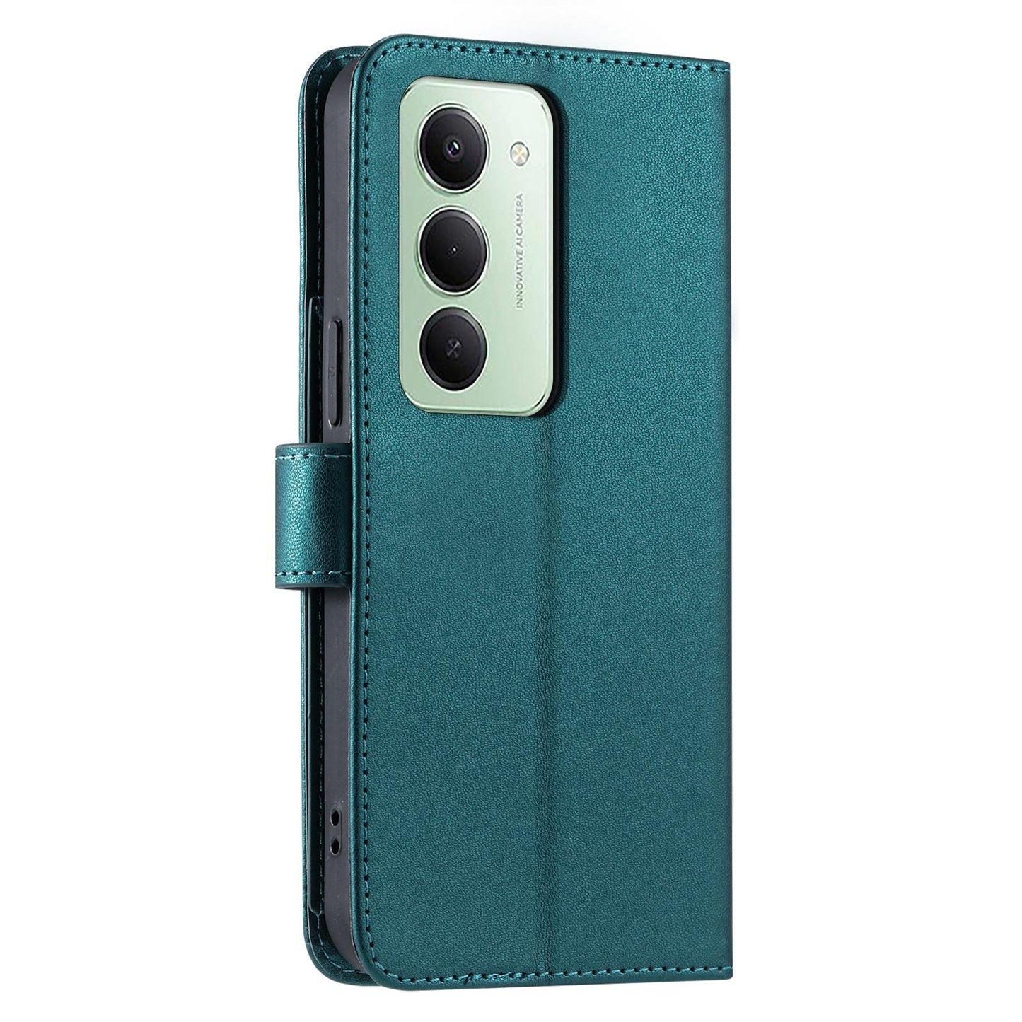 For Redmi 15 5G Global / 15 4G SEA 169.5mm Ring Buckle Rhombic Leather Phone Case(Green)