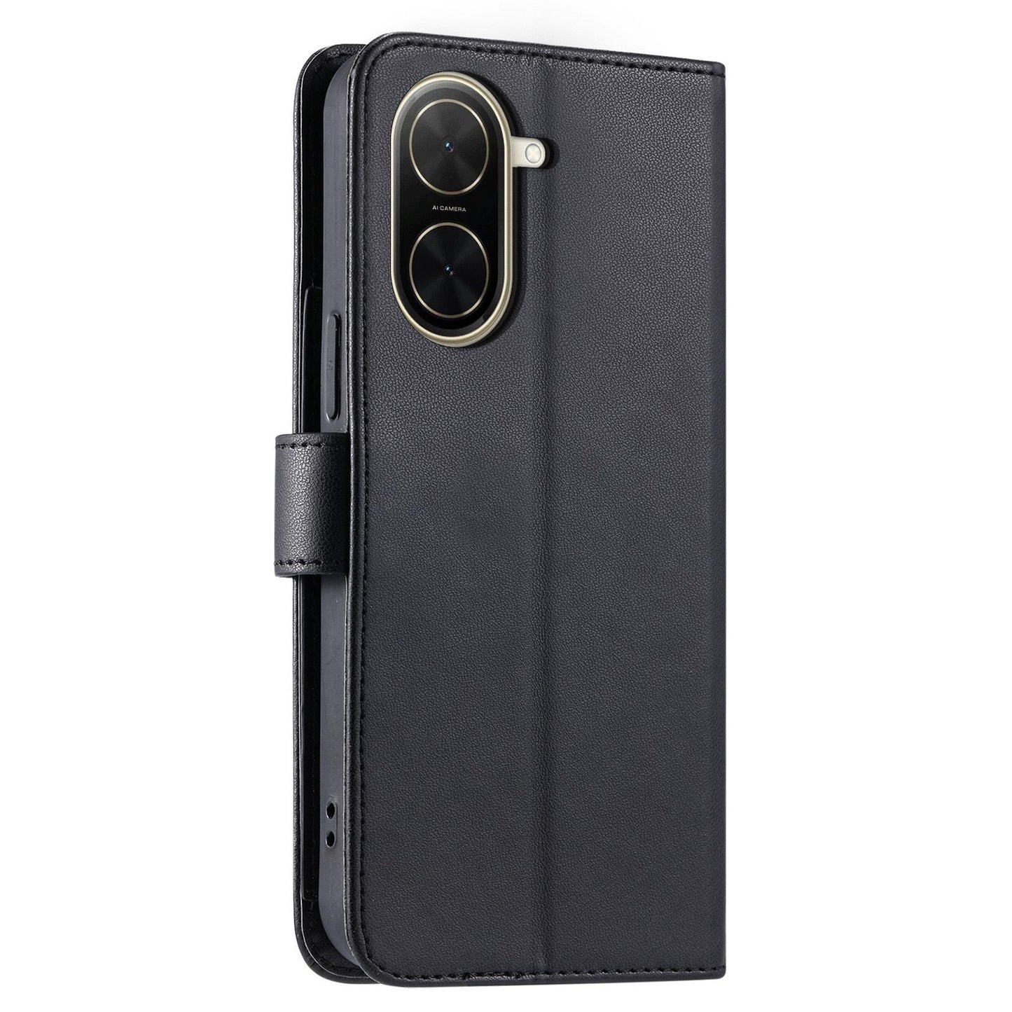 For Redmi A5 4G 171mm / Poco C71 4G Ring Buckle Rhombic Leather Phone Case(Black)
