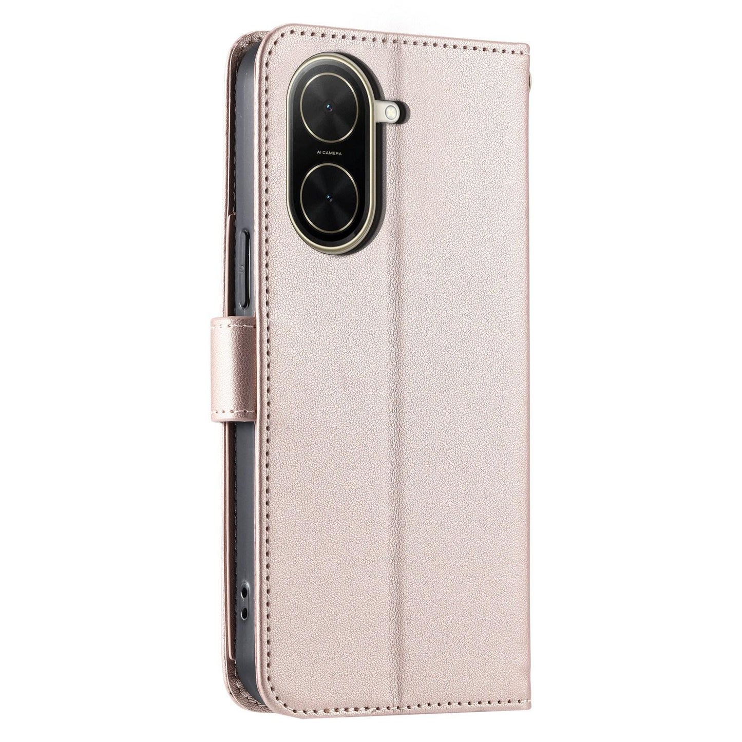 For Redmi A5 4G 171mm / Poco C71 4G Ring Buckle Rhombic Leather Phone Case(Rose Gold)