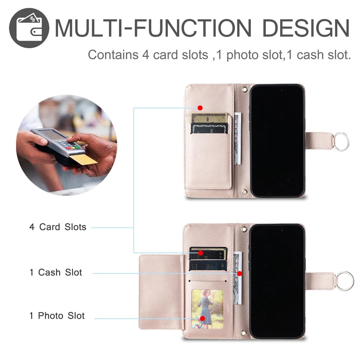 For Redmi A5 4G 171mm / Poco C71 4G Ring Buckle Rhombic Leather Phone Case(Rose Gold)