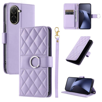 For Redmi A5 4G 171mm / Poco C71 4G Ring Buckle Rhombic Leather Phone Case(Purple)
