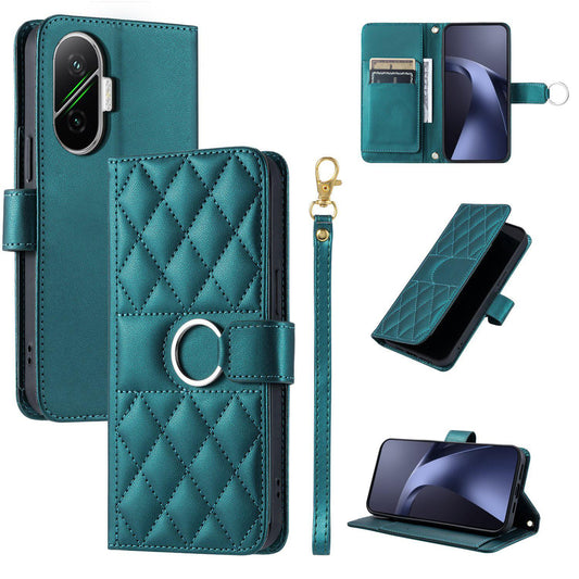 For Redmi Turbo 4 Pro 5G / Poco F7 5G Ring Buckle Rhombic Leather Phone Case(Green)