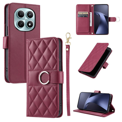 For Redmi Note 15 4G / 5G Global 164mm Ring Buckle Rhombic Leather Phone Case(Red)