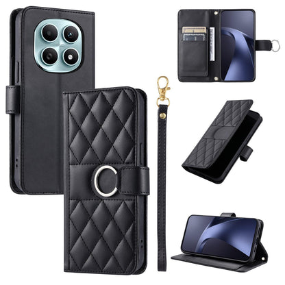 For Redmi Note 15 4G / 5G Global 164mm Ring Buckle Rhombic Leather Phone Case(Black)