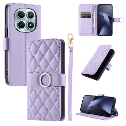 For Redmi Note 15 4G / 5G Global 164mm Ring Buckle Rhombic Leather Phone Case(Purple)